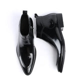 Men's Leather Patent Formal Dress Boots - Wine Red - Patent Boots - 45 B - Genuine Leather - image 4