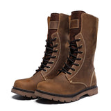 Men's Leather Hiking Boots Hunting Boots - Khaki - 1 / Boots - 45 B - Genuine Leather - image 1