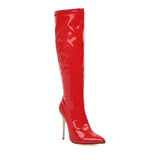 Women's Sexy High Zipper Stiletto Boots - Black - 10CM Heel Boots - 48 B - PU Leather - image 10