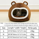 Cat Beds Cute Bear Cat Cave House - Brown - Cat Bed - L - Plush - image 6