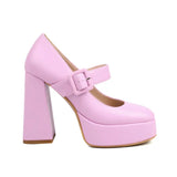 Women's Mary Jane Platform High Heels - Purple - Mary Jane Heels - 10.5 B - PU Leather - image 3