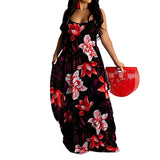 Women's Long Floral Summer Dresses - Red/Red - Dress - 5XL - Polyester - image 15
