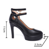 Women's Mary Jane Formal Stilettos - Black - Mary Jane Stilettos - 43 B - PU Leather - image 32
