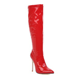 Women's Sexy High Zipper Stiletto Boots - Black - 10CM Heel Boots - 48 B - PU Leather - image 3