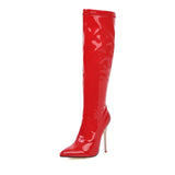 Women's Sexy High Zipper Stiletto Boots - Black - 10CM Heel Boots - 48 B - PU Leather - image 19