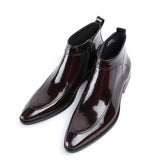 Men's Leather Patent Formal Dress Boots - Wine Red - Patent Boots - 45 B - Genuine Leather - image 17