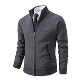 Men's Casual Stand Up Collar Cardigans - Dark Grey - 1 / 8938 / Cardigan Sweater - XXXL - Polyester - image 31