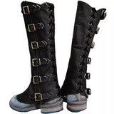 Men's Women's Cosplay Leather Leg Armor - Black - Boot Covers - One Size - PU Leather - image 6