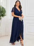 Women's Plus Size Evening Prom Dress - Dark Purple - Dress - Chiffon Lace - image 10