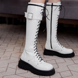 Women's Gothic Big Buckle Knee High Boot - Black - Boots - 10.5 B - PU Leather - image 16