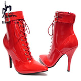 Women's Patent Pointed Toe Ankle Boots - Black - Ankle Boot - 35 B - PU Patent Leather - image 9