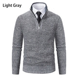 Men's Casual Stand Collar Zip Pullovers - Light Grey - 1 / 8805 / Pullover - XXXL - Polyester - image 11