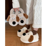 Women's Sweet Cartoon Dog Plush Slipper - Khaki - Dog Slippers - L - Plush - image 7