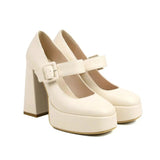 Women's Mary Jane Platform High Heels - Beige - Mary Jane Heels - 10.5 B - PU Leather - image 19