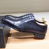 Men's Elegant Leather Oxford Brogue Shoe - Black - Formal Shoes - 12 B - Genuine Leather - image 32