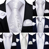 Men's 3 Pcs White Silk Wedding Tie Sets - White - 0276 - One Size - Silk - image 34