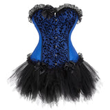 Women's Victorian Lace Corset Dresses - Blue/Black - 6068blue 7008black - 6XL - Polyester - image 14