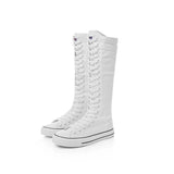 Women's Long Lace Up Zipper Canvas Boot - Black - High Top Sneakers - 43 B - Canvas - image 9