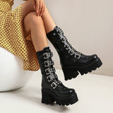 Women's Gothic Punk Platform Shoes - Black - 1 - Platform Shoes - 43 B - PU Leather - image 11