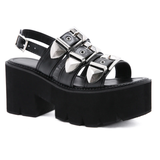 Women's Chunky Gladiator Sandals - Black - Platform Sandals - 43 B - PU Leather - image 5