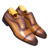 Men's Elegant Leather Oxford Brogue Shoe - Black - Formal Shoes - 12 B - Genuine Leather - image 15