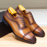 Men's Elegant Leather Oxford Brogue Shoe - Black - Formal Shoes - 12 B - Genuine Leather - image 4