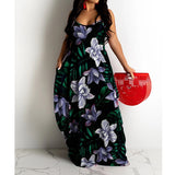 Women's Long Floral Summer Dresses - Red/Red - Dress - 5XL - Polyester - image 2