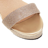 Women's Silver Gold High Gladiator Sandal - Gold - Platform Sandals - 3 B - PU Leather - image 28