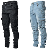 Men's Stretch Slim Fit Cargo Skinny Jeans - Black - 1 / Pants - XXXL - Cotton Blend - image 22