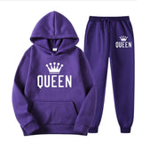 Women's Thickened Hooded Sweat Suit - Purple - 3XL - Polyester - image 20