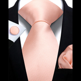 Men's 3 Pcs Salmon Luxury Tie Set - Salmon - Necktie / THC-37F - One Size - Polyester - image 1