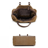 Travel Bags Canvas Leather Overnight Bag - Blue - Travel Bag - Canvas/Leather - image 8