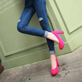 Women's Faux Suede High Chunky Heels - Blue - Chunky Heels - 43 B - PU Flock Leather - image 46