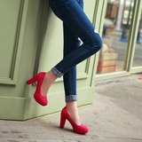Women's Faux Suede High Chunky Heels - Blue - Chunky Heels - 43 B - PU Flock Leather - image 48
