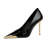 Women's Dress Shoes Metal Toe and Heel - Black - 9.5cm Shoes - 40 B - PU Leather - image 47
