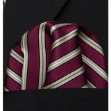Funki Buys | Neckties | Men's 3 Pcs Burgundy Beige Striped Tie Set