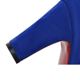 Women's Faux Suede High Chunky Heels - Blue - Chunky Heels - 43 B - PU Flock Leather - image 27