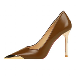 Women's Dress Shoes Metal Toe and Heel - Black - 9.5cm Shoes - 40 B - PU Leather - image 2