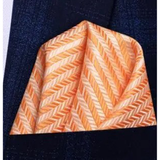 Men's 3 Pcs Orange Striped Luxury Tie Set - Orange - Necktie / 3862 - One Size - Polyester - image 3