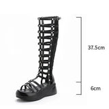 Women's Cut Out Gladiator Sandals - Black - Platform Sandals - 42 B - PU Leather - image 25