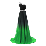 Women's Long Gradient Chiffon Dress - Black/Green- Dress - 26W - Polyester/Chiffon - image 1