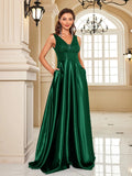 Women's Elegant Satin Sequin Dresses - Navy Blue - Evening Dress - XXL - Polyester Sequin - image 5