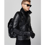 Men's Premium Faux Leather Biker Jacket - Black - Faux Leather Jacket - 5XL - PU Leather - image 10