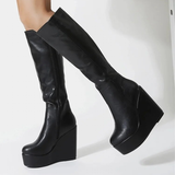 Women's High Luxury Gothic Platform Boots - Black - 1 / Lace Up - 10 B - PU Leather - image 28