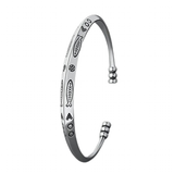 Men's Women's Fish Symbol Bangle - Silver - Unisex Bracelet - Adjustable - Alloy/Silver Plated - image 1