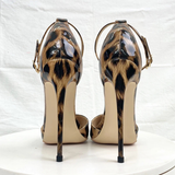 Women's Patent Leopard Stiletto Sandals - Leopard - 12cm - 46 B - Genuine Patent Leather - image 11