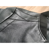 Men's Thin Faux Leather Bomber Jacket - Black - Thin Bomber Jacket - 7XL - PU Leather - image 2