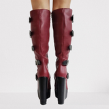 Women's Colorful Custom Platform Boots - Burgundy - LGZ3739 / Boots - 14 B - PU Leather - image 14