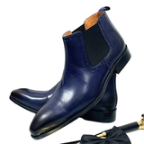 Men's Luxury Real Leather Chelsea Boots - Blue - Dress Boots - 48 B - Genuine Leather - image 4