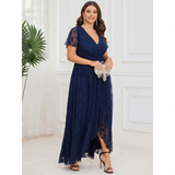 Women's Plus Size Evening Prom Dress - Dark Purple - Dress - Chiffon Lace - image 3